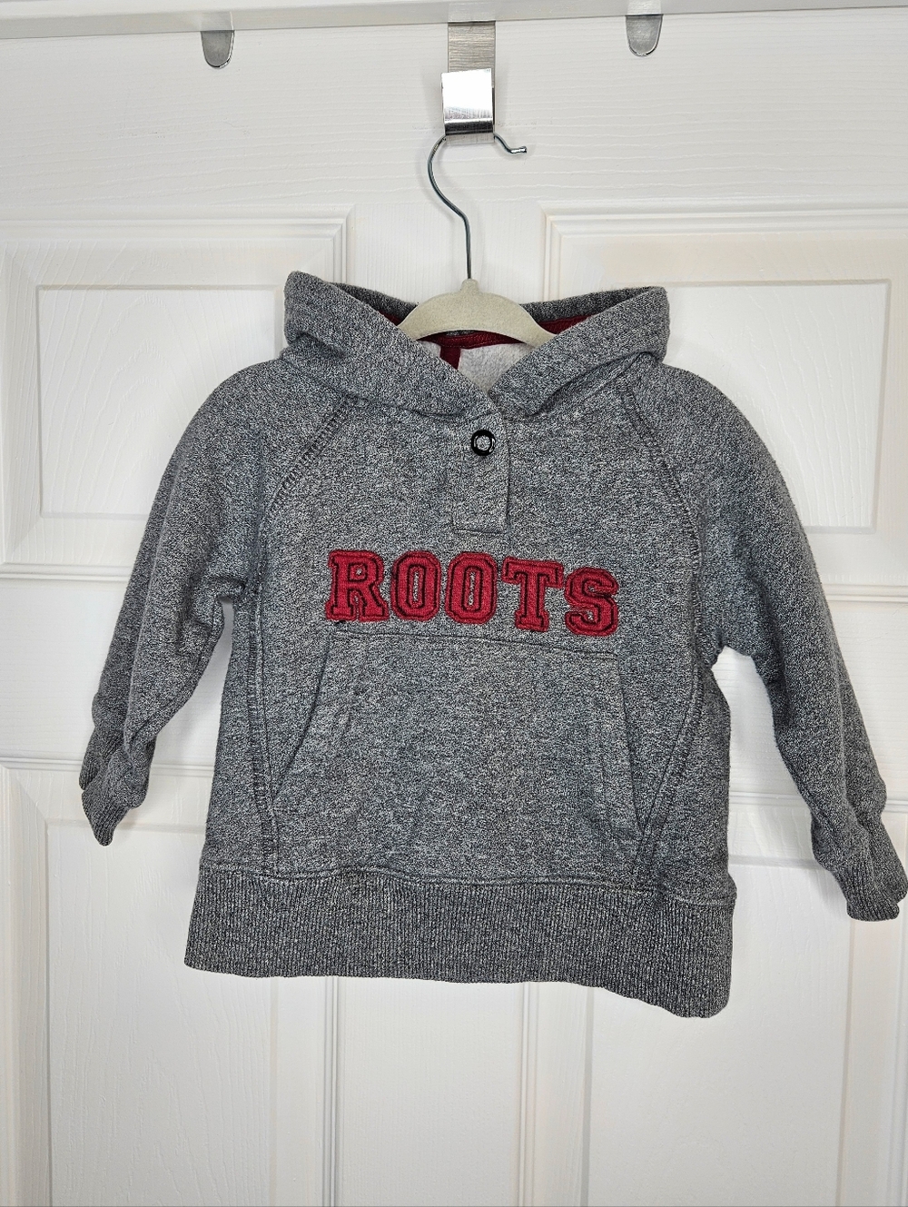 Roots Baby Hoodie Sweatshirt 12-18M Kanga Grey Red Logo Kids